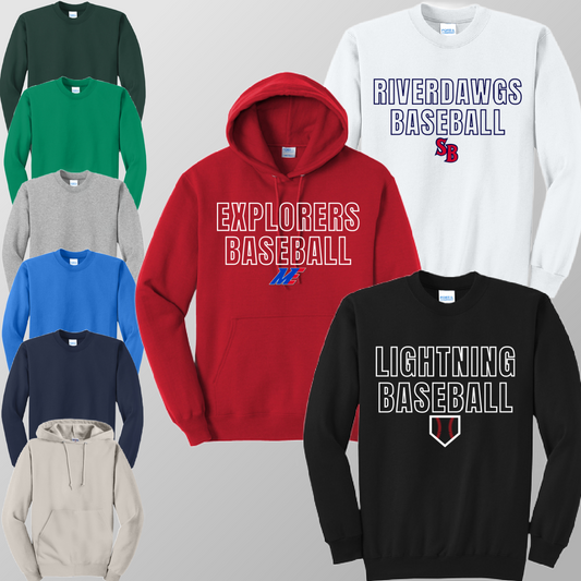 Outline Font - YOU CHOSE THE TEAM! Basic Sweatshirt (Youth & Adult)