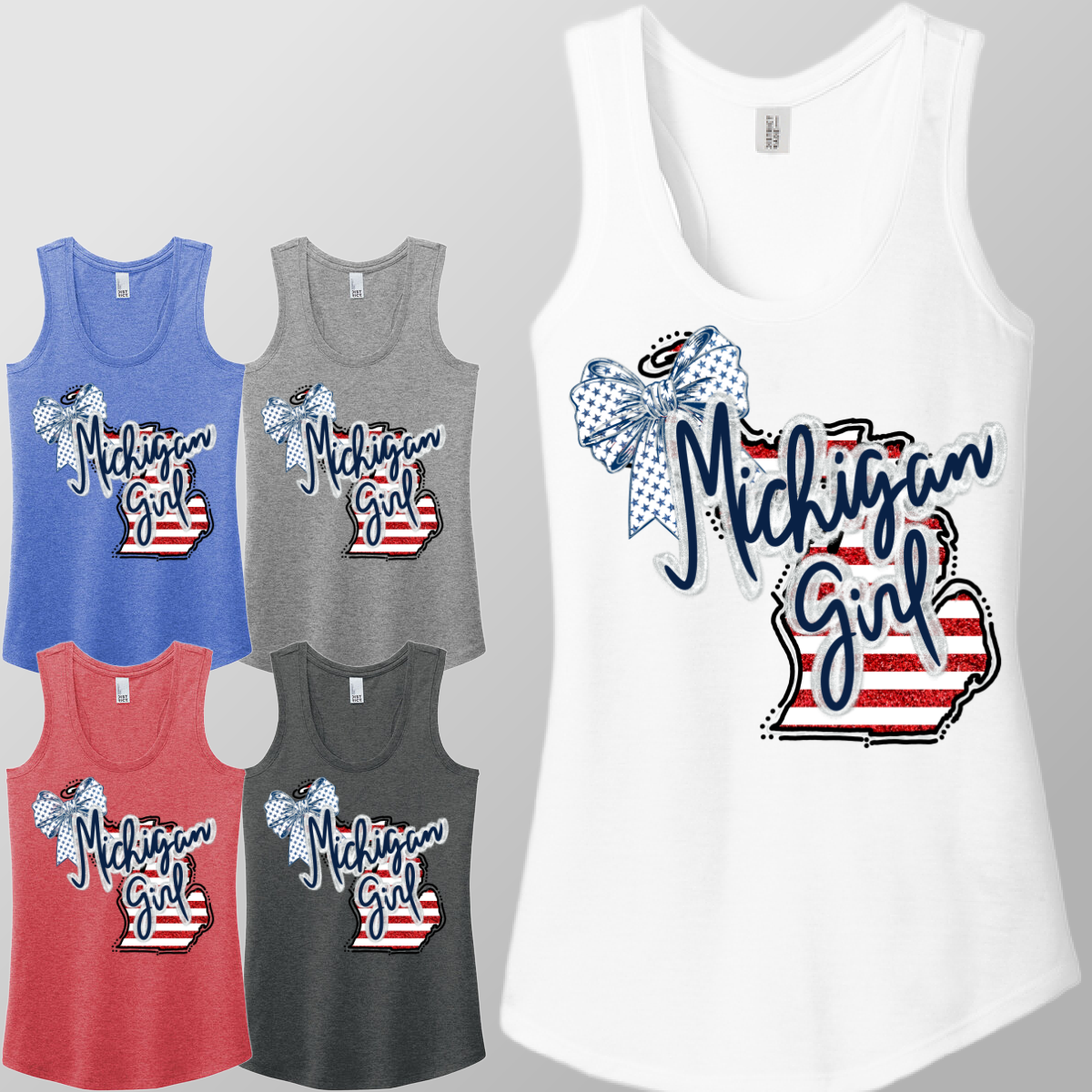 Red White & Blue Michigan Girl - Racerback Tank (Womens)
