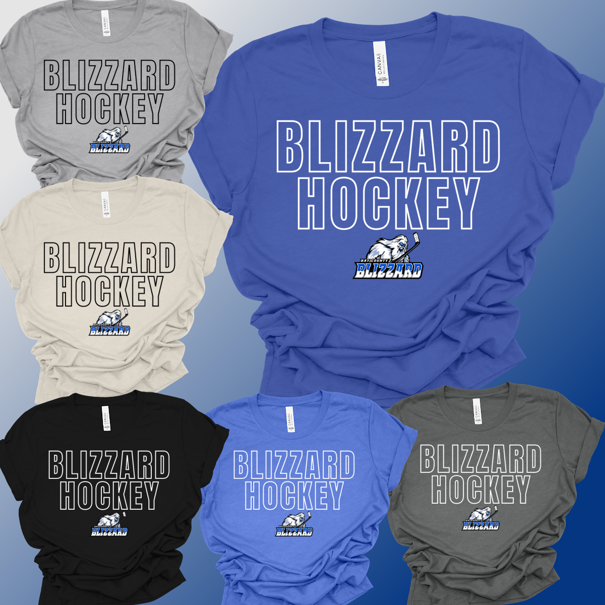 Bay County Blizzard - Outline Font Bella Canvas Tee (Adult)