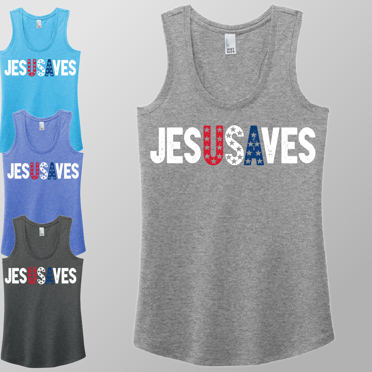 Jesus Saves JesUSAves- Racerback Tank (Womens)