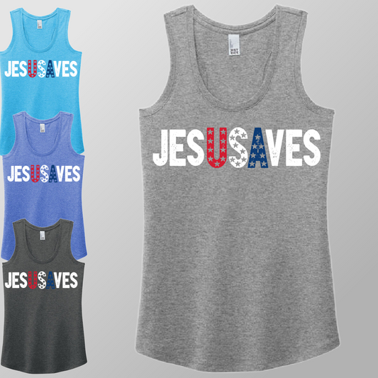 Jesus Saves JesUSAves- Racerback Tank (Womens)