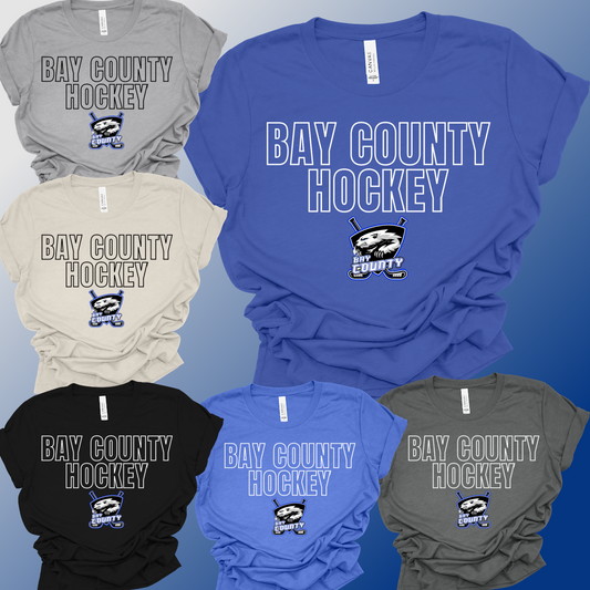 Bay County Hockey - Outline Font Bella Canvas Tee (Adult)