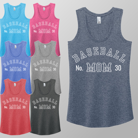 Baseball Mom with Number - Racerback Tank (Womens)