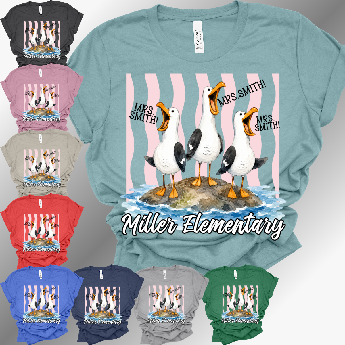 Teacher Tee Seagulls! with Background - Bella Tee (Adult)