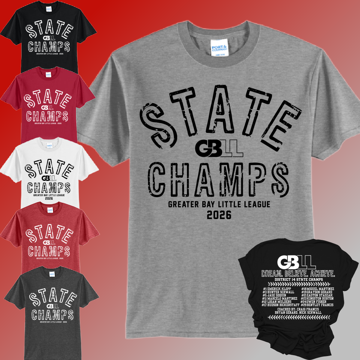 GBLL 2026 12U State Champs - Basic Tee (Toddler, Youth & Adult)