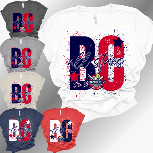BCSLL 2026 All Stars Splatter - Bella Canvas Tee (Toddler, Youth, Adult, V Neck)