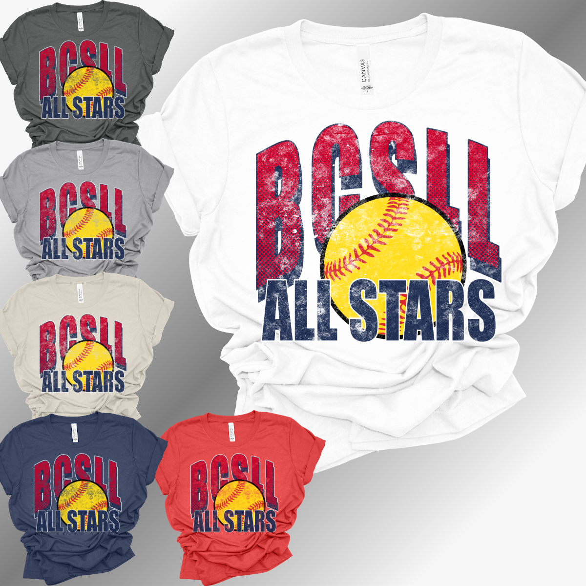 BCSLL 2026 All Stars Grunge - Bella Canvas Tee (Toddler, Youth, Adult, V Neck)