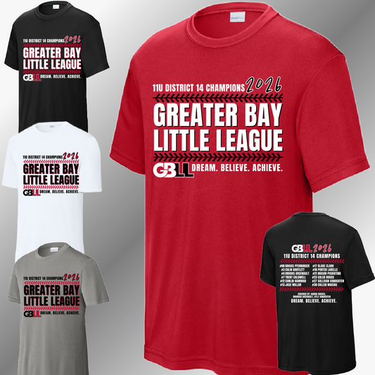 GBLL 2026 10u/11u/12u District Champs - Performance Tee (Youth & Adult)