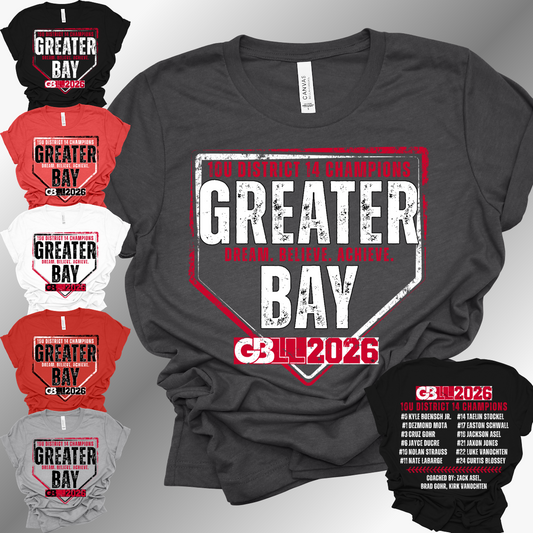 GBLL 2026 10U/12U District Champs - Bella Canvas Tee (Toddler, Youth, Adult, V Neck)
