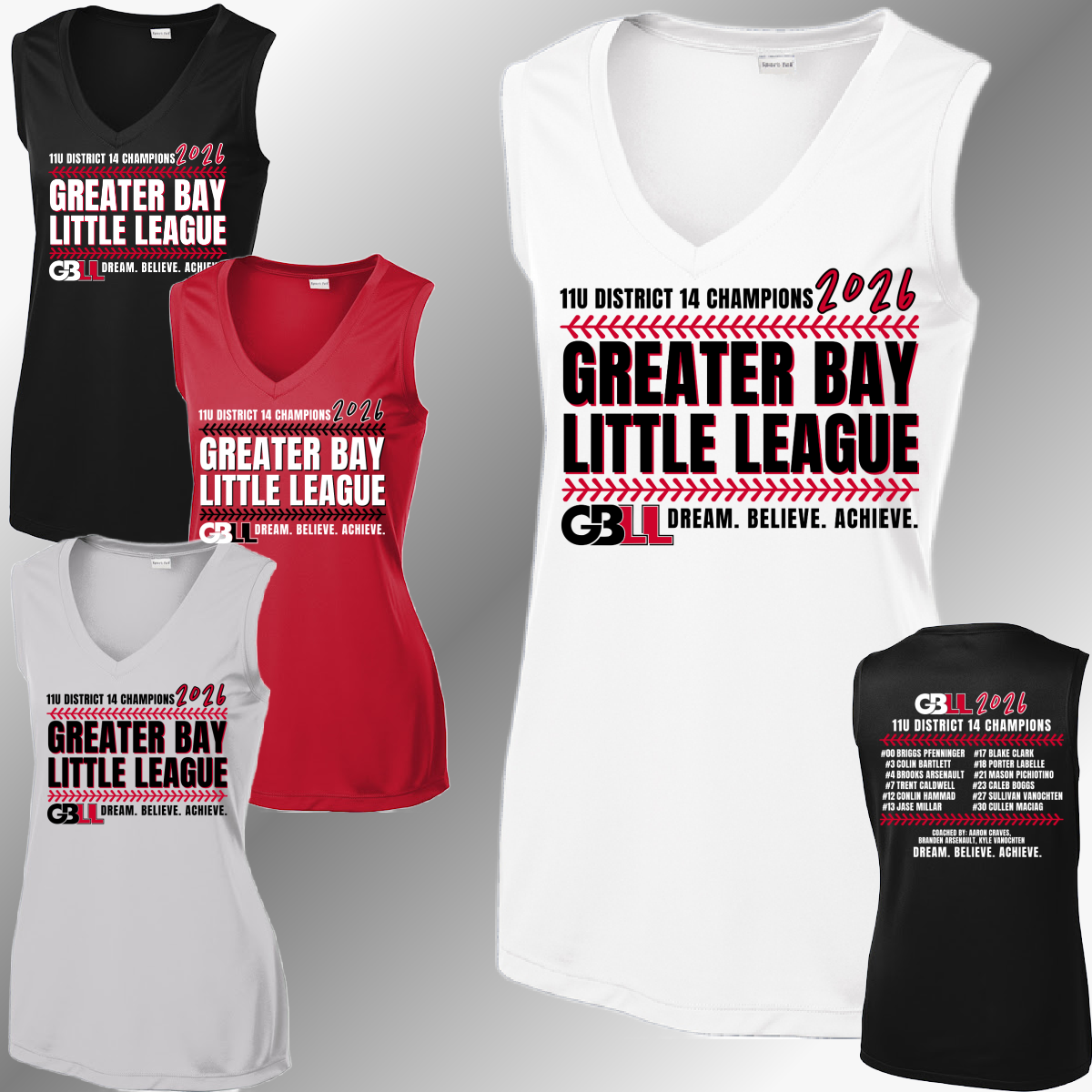 GBLL 2026 11u District Champs - Performance V Neck Tank (Women)