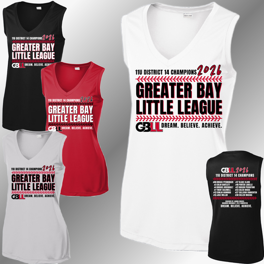 GBLL 2026 10u/11u/12u District Champs - Performance V Neck Tank (Women)