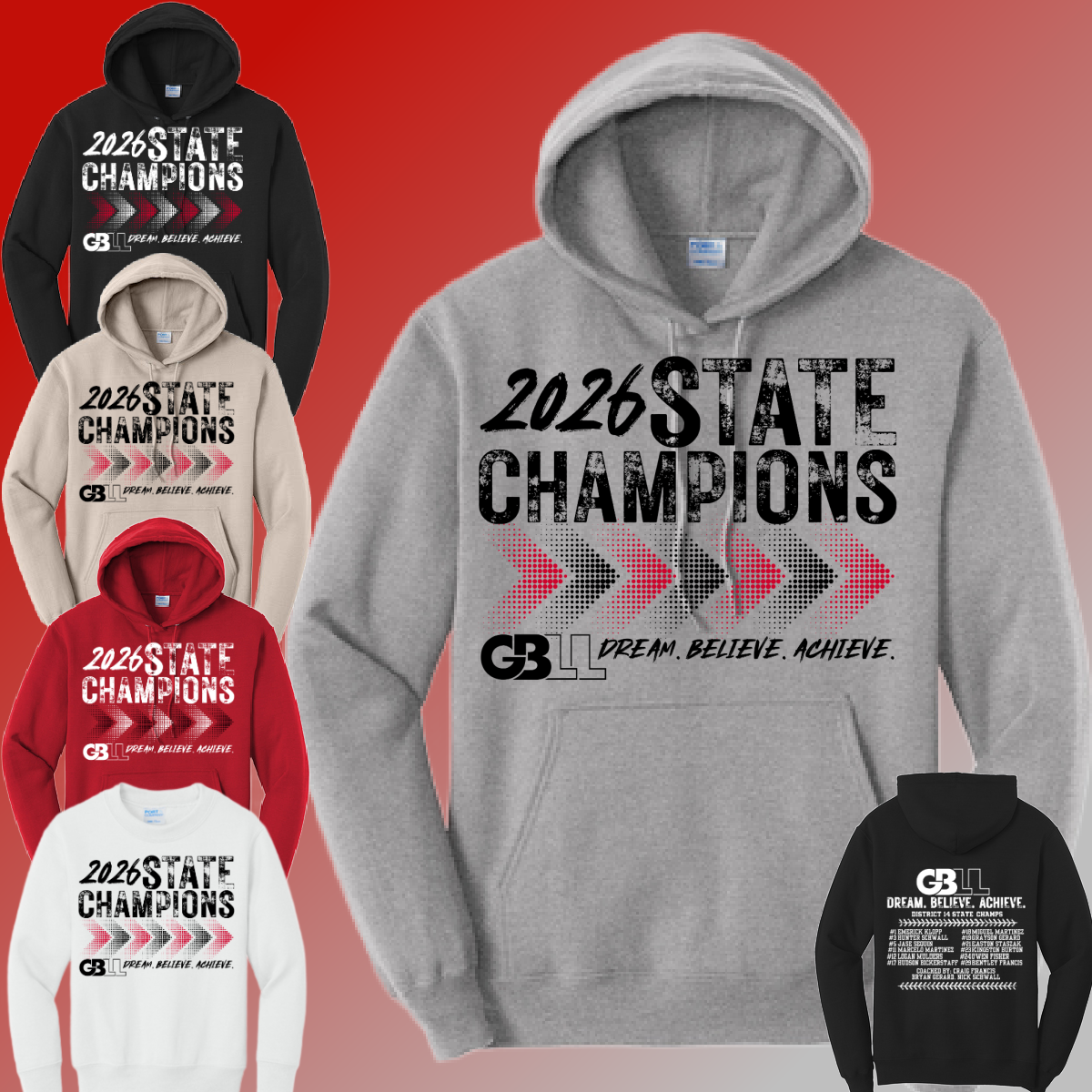 GBLL 2026 12U State Champs - Basic Sweatshirt (Youth & Adult)