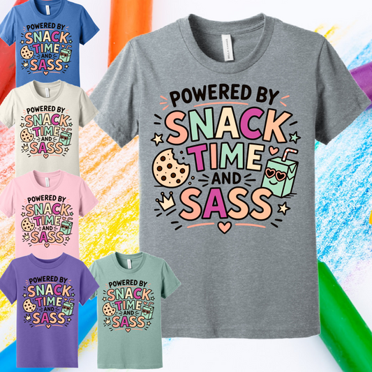 Powered By Snack Time & Sass -  Bella Tee (Toddler & Youth)