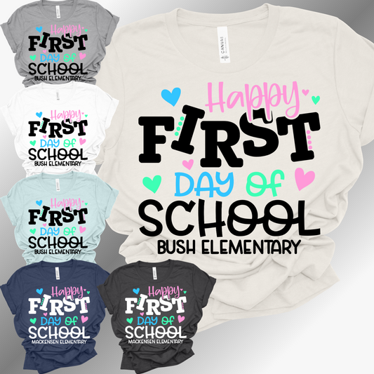 Happy First Day of School Hearts - Bella Tee (Adult)