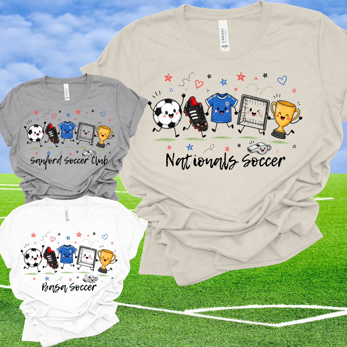 Soccer Doodle - Bella Canvas Tee (Toddler, Youth, Adult) - YOU CHOOSE THE WORDING!