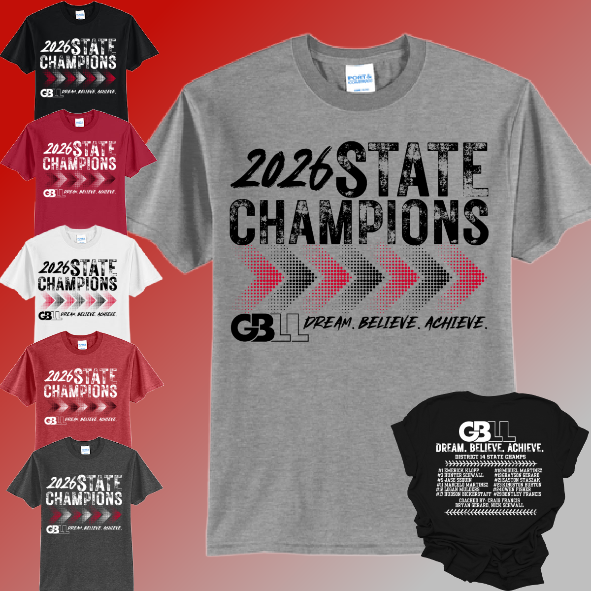 GBLL 2026 12U State Champs - Basic Tee (Toddler, Youth & Adult)