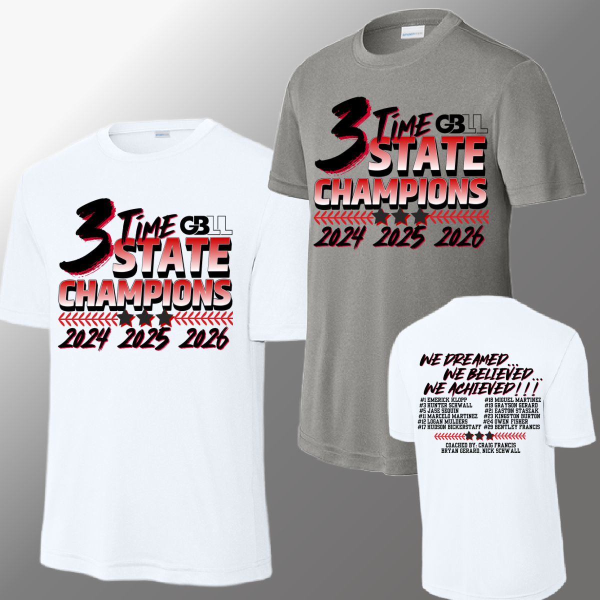 GBLL 2026 3X State Champs - Tee (Youth & Adult)