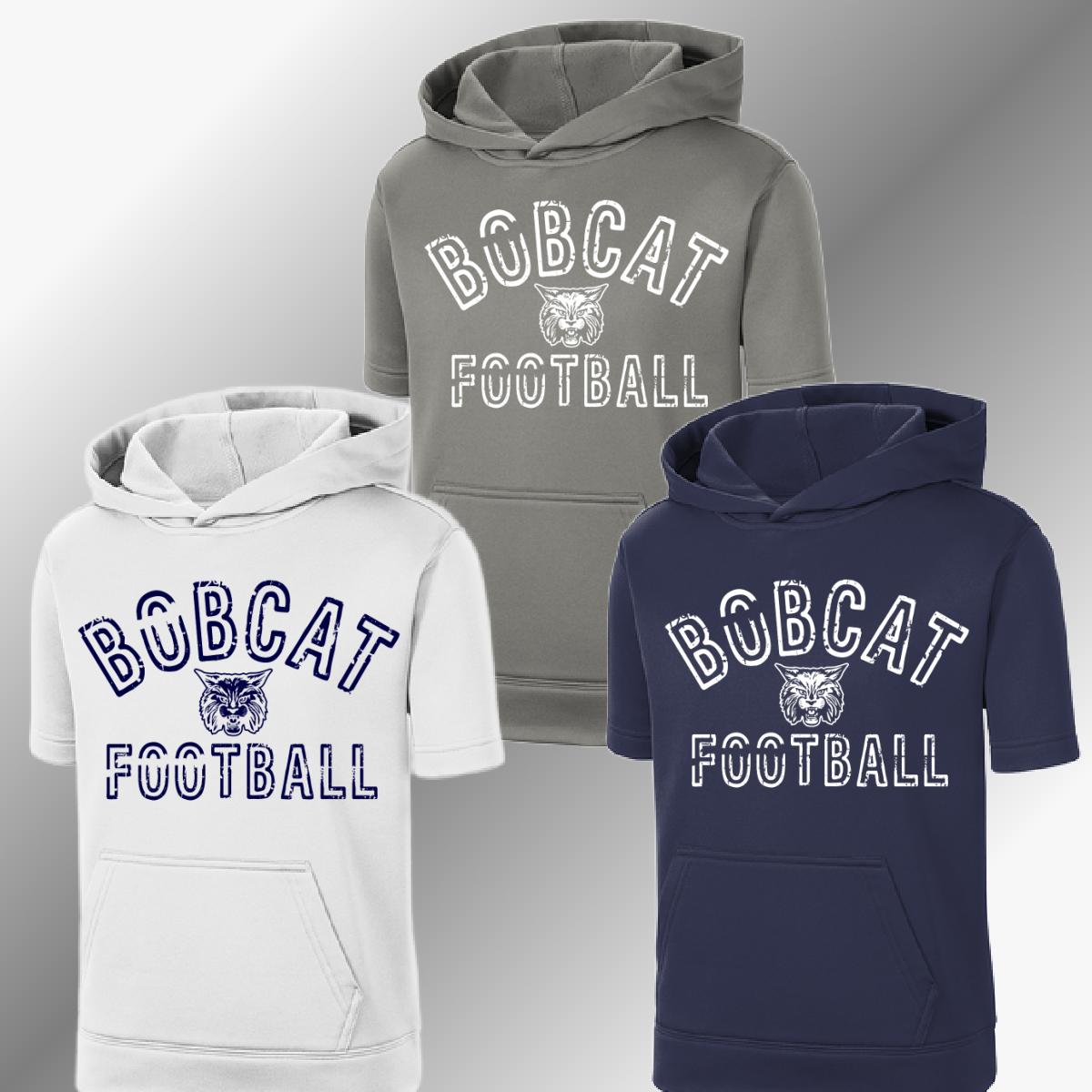 Bobcat Football - Short Sleeve Performance Hoodie (Youth & Adult)