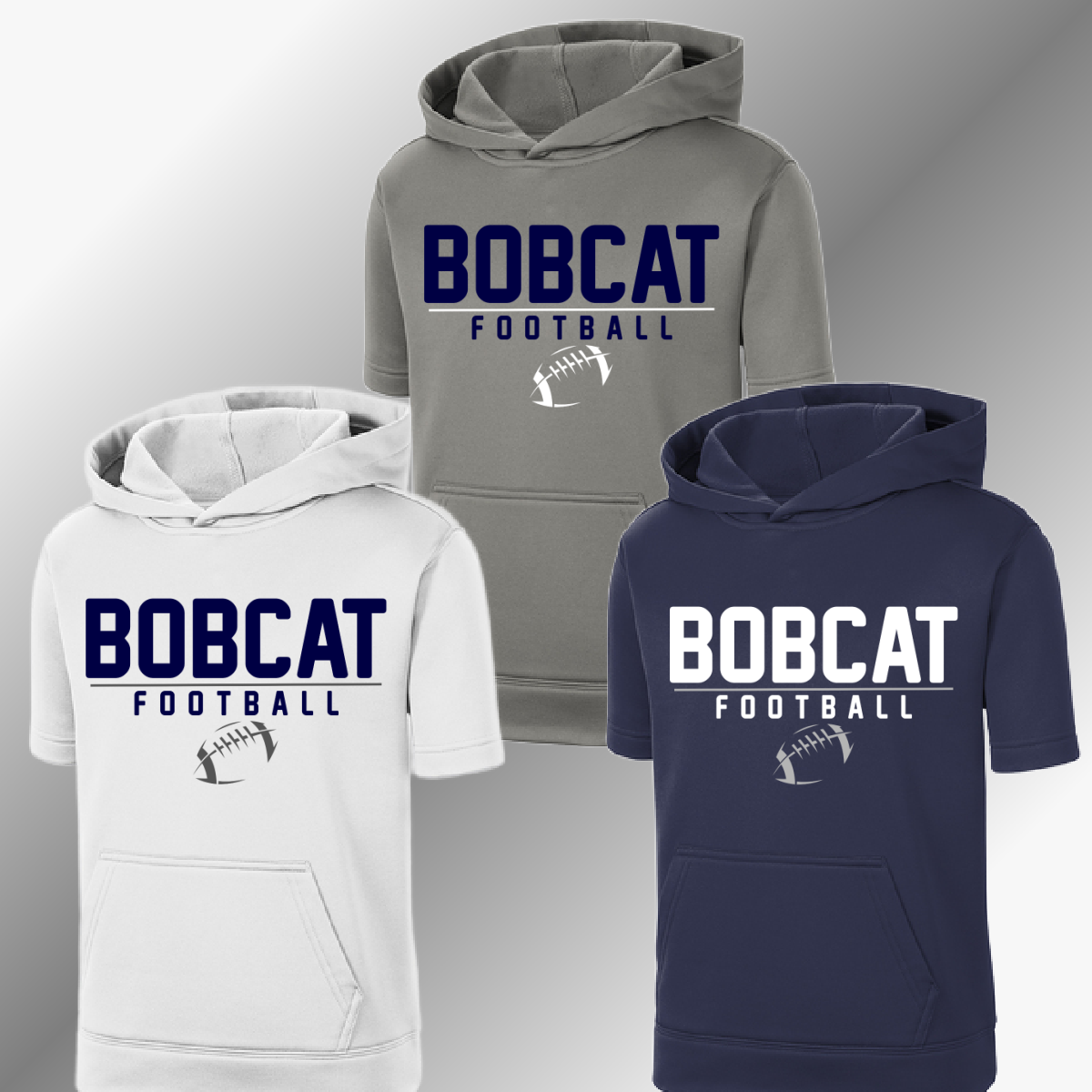 Bobcat Football - Short Sleeve Performance Hoodie (Youth & Adult)