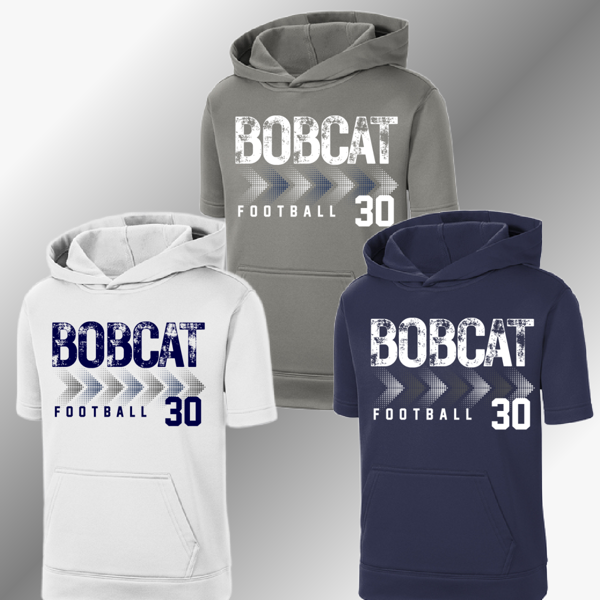 Bobcat Football - Short Sleeve Performance Hoodie (Youth & Adult)