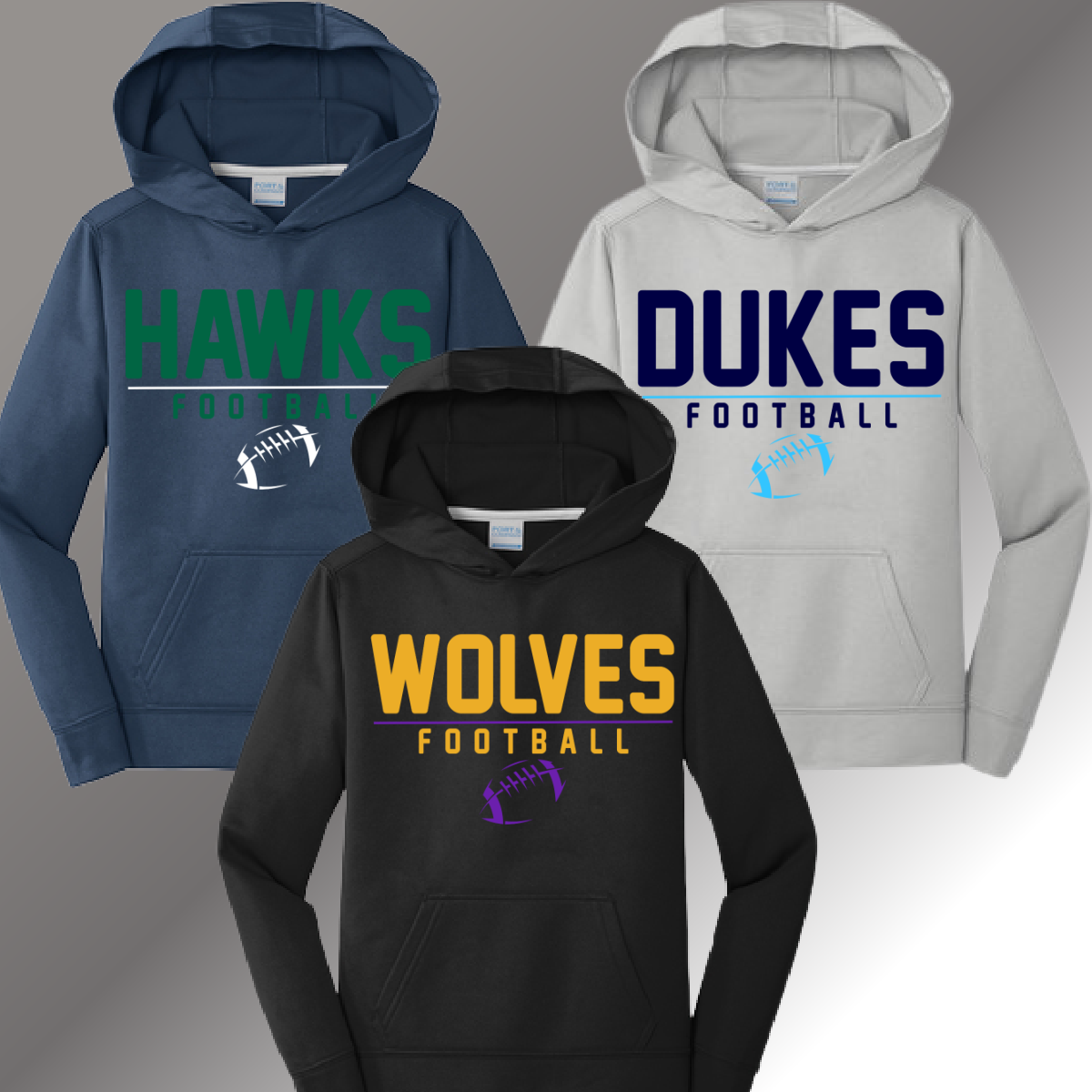 Football ANY TEAM/ANY COLOR - Performance Hoodie (Youth & Adult)
