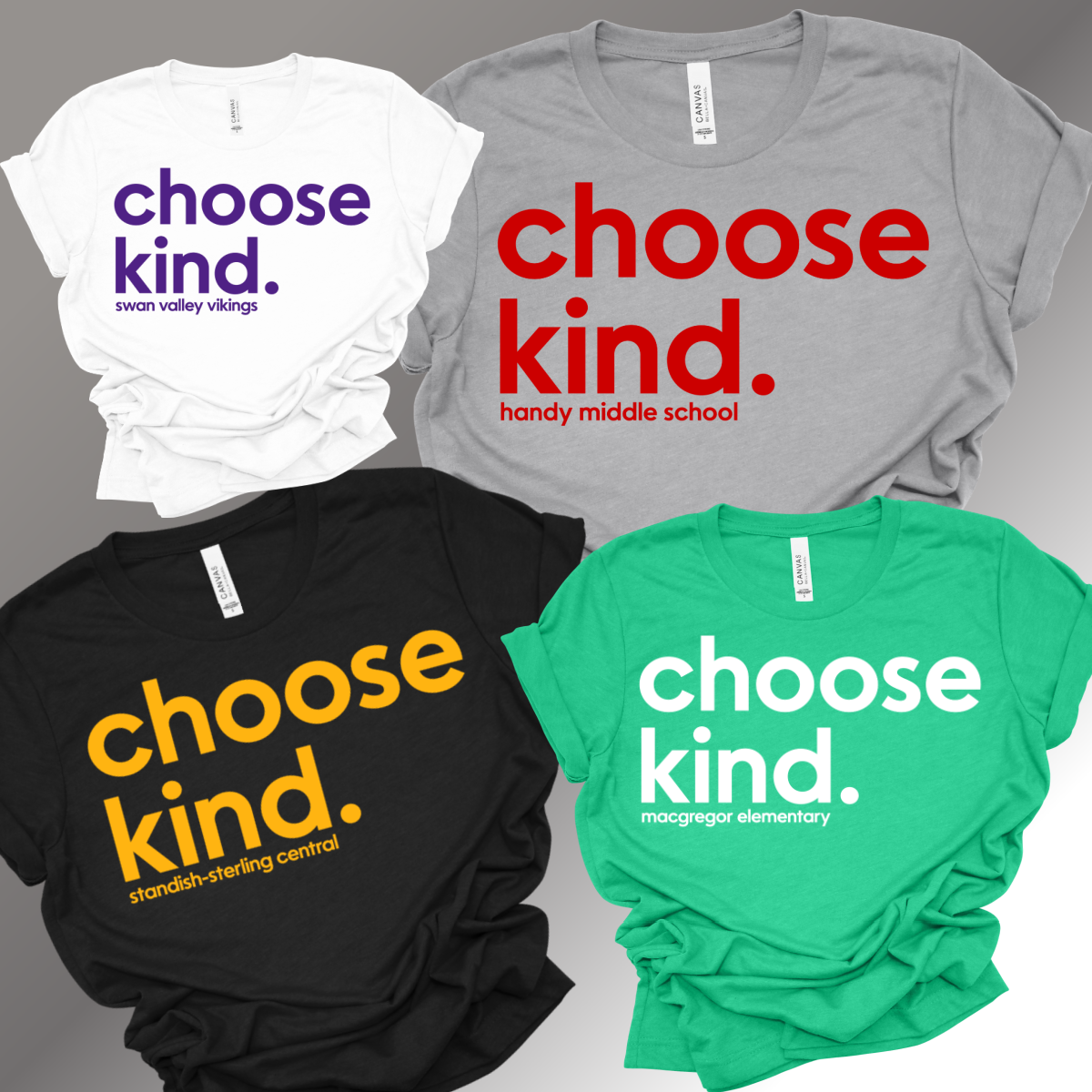 Choose Kind.  ANY SCHOOL/ANY COLOR - Bella Canvas Tee (Toddler, Youth, Adult)