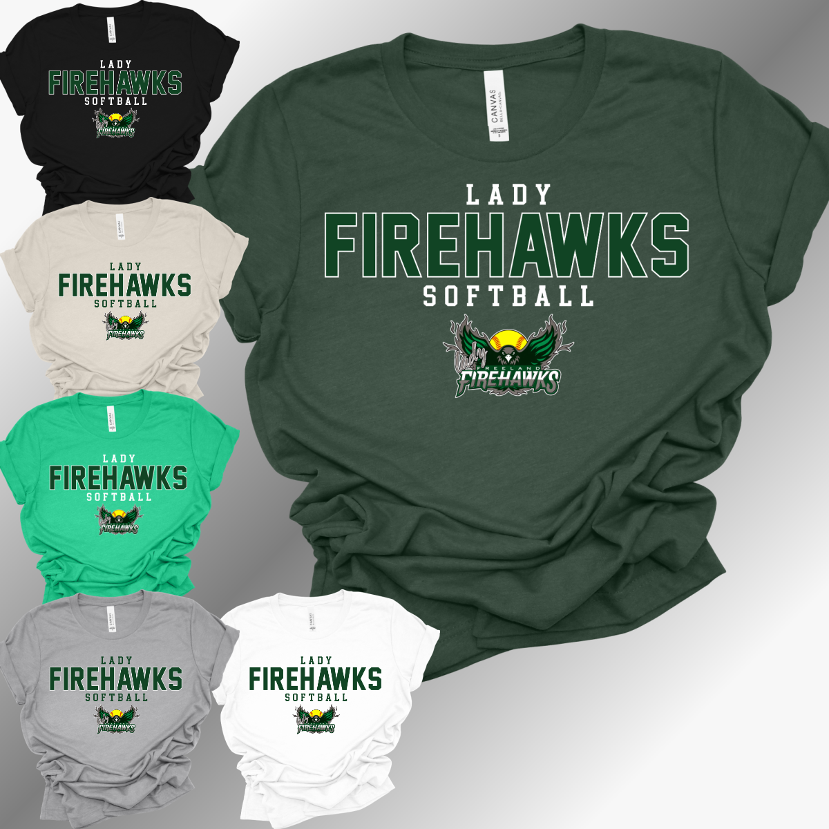 Lady Firehawks SOFTBALL - Bella Canvas Tee (Toddler, Youth & Adult)