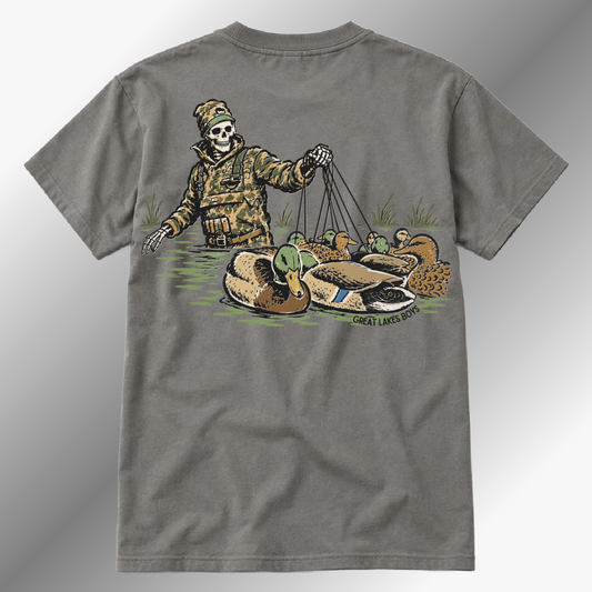 Great Lakes Boys - Duck Hunting Skeleton Beach Wash Tee - Pewter (Youth & Adult)