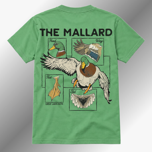 Great Lakes Boys - Anatomy Of A Mallard Beach Wash Tee - Safari Green (Youth & Adult)