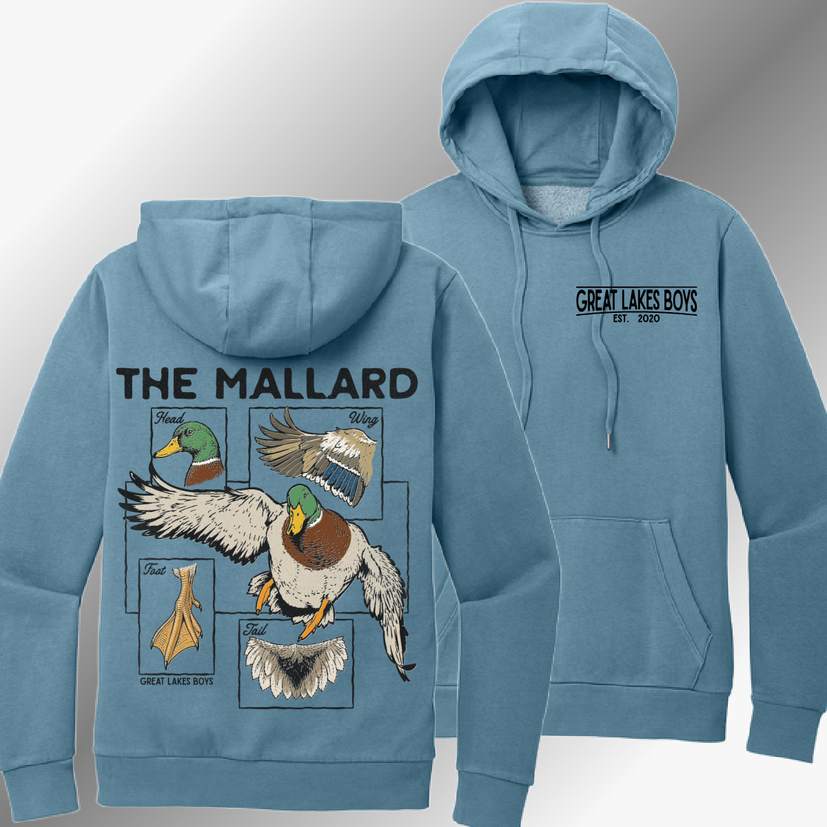 Great Lakes Boys - Anatomy Of A Mallard Heavyweight Hoodie - Blue Dusk (Adult)