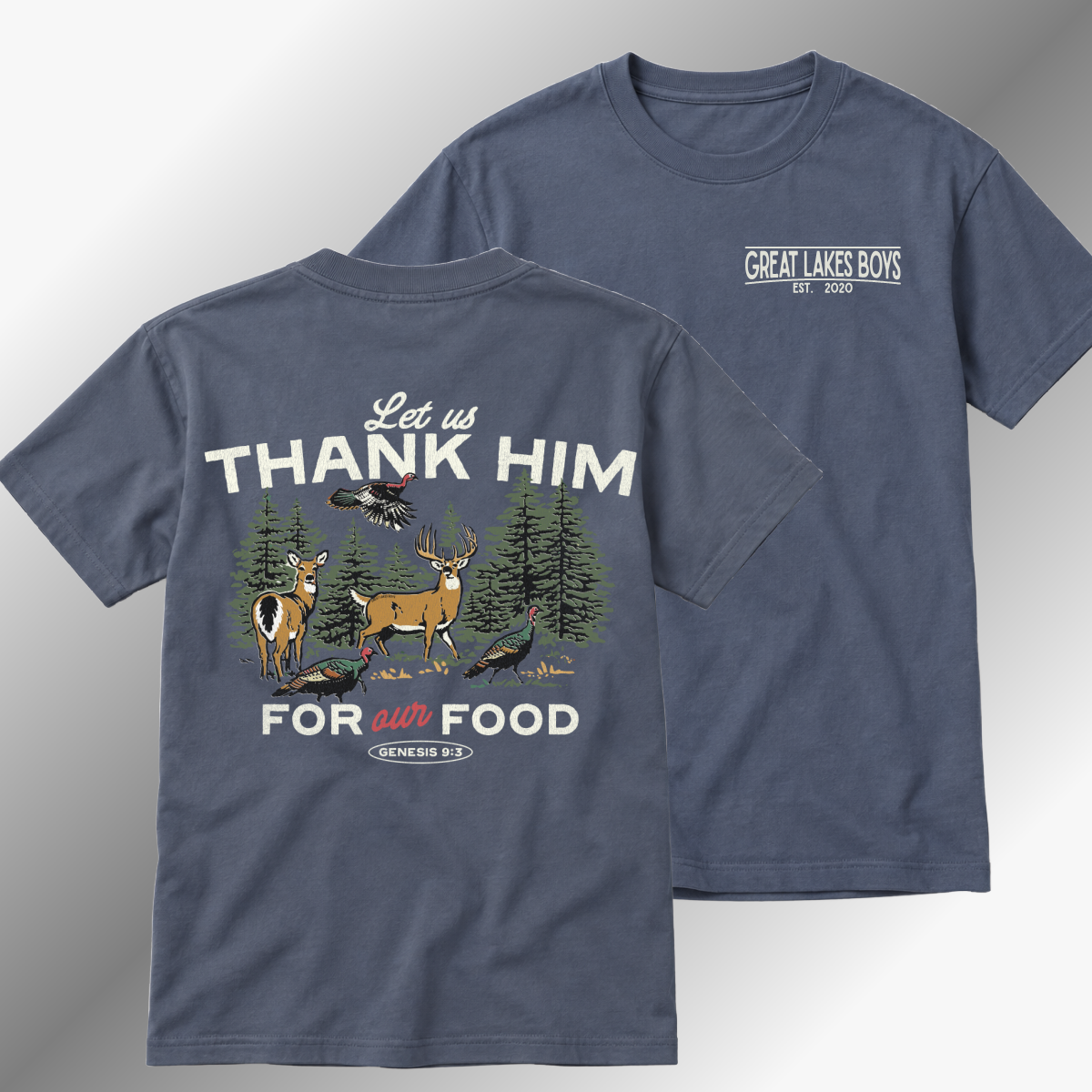 Great Lakes Boys - Let Us Thank Him For Our Food Beach Wash Tee - Dark Denim (Youth & Adult)