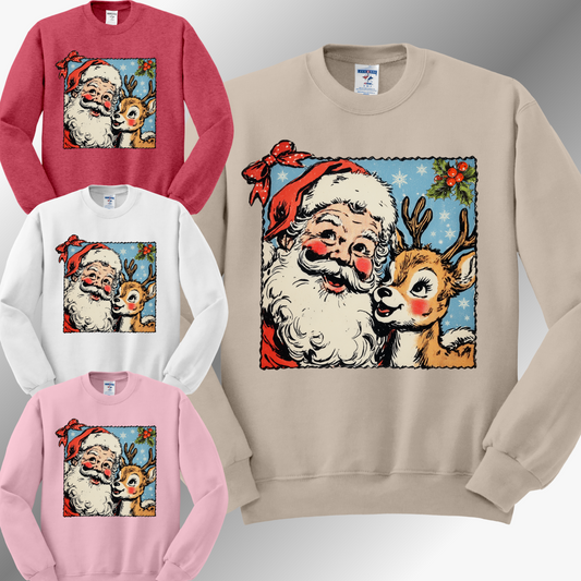 Retro Santa & Reindeer - Sweatshirt