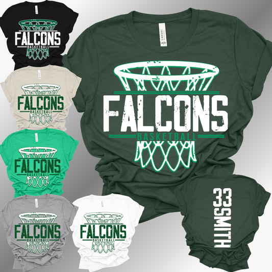Freeland Falcons Basketball  - Bella Canvas Tee (Toddler, Youth & Adult)