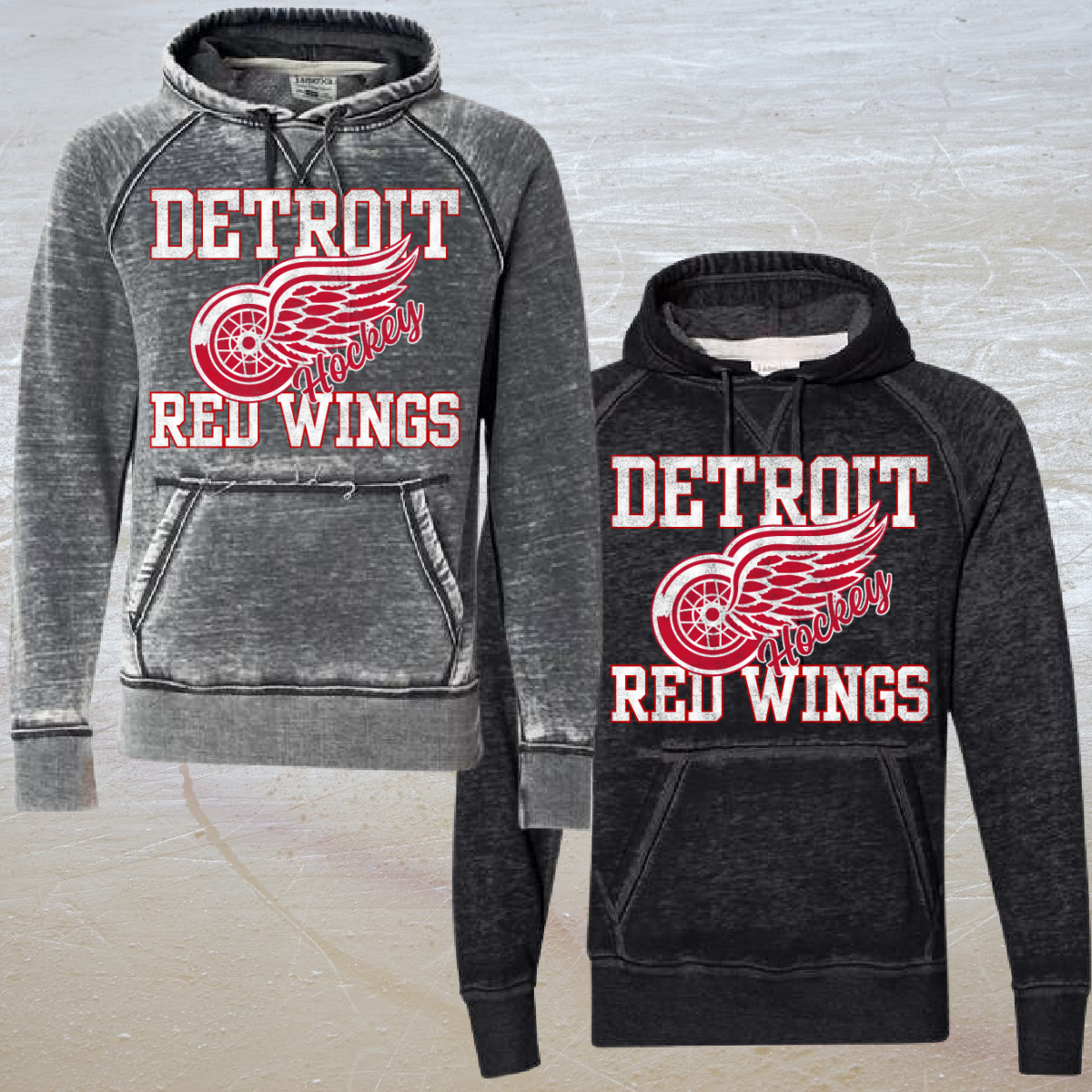 Distressed Hockey Acid Washed Hoodie (Adult) - PREORDER - WILL SHIP BY 3/11