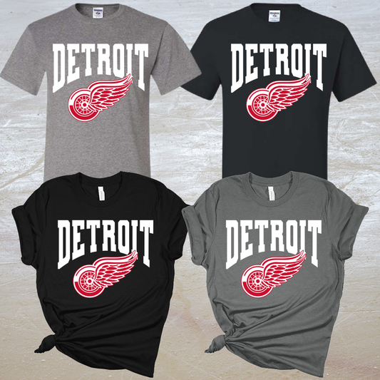 Detroit with Logo Hockey Short & Long Sleeve Tees (Adult) - PREORDER - WILL SHIP BY 3/11