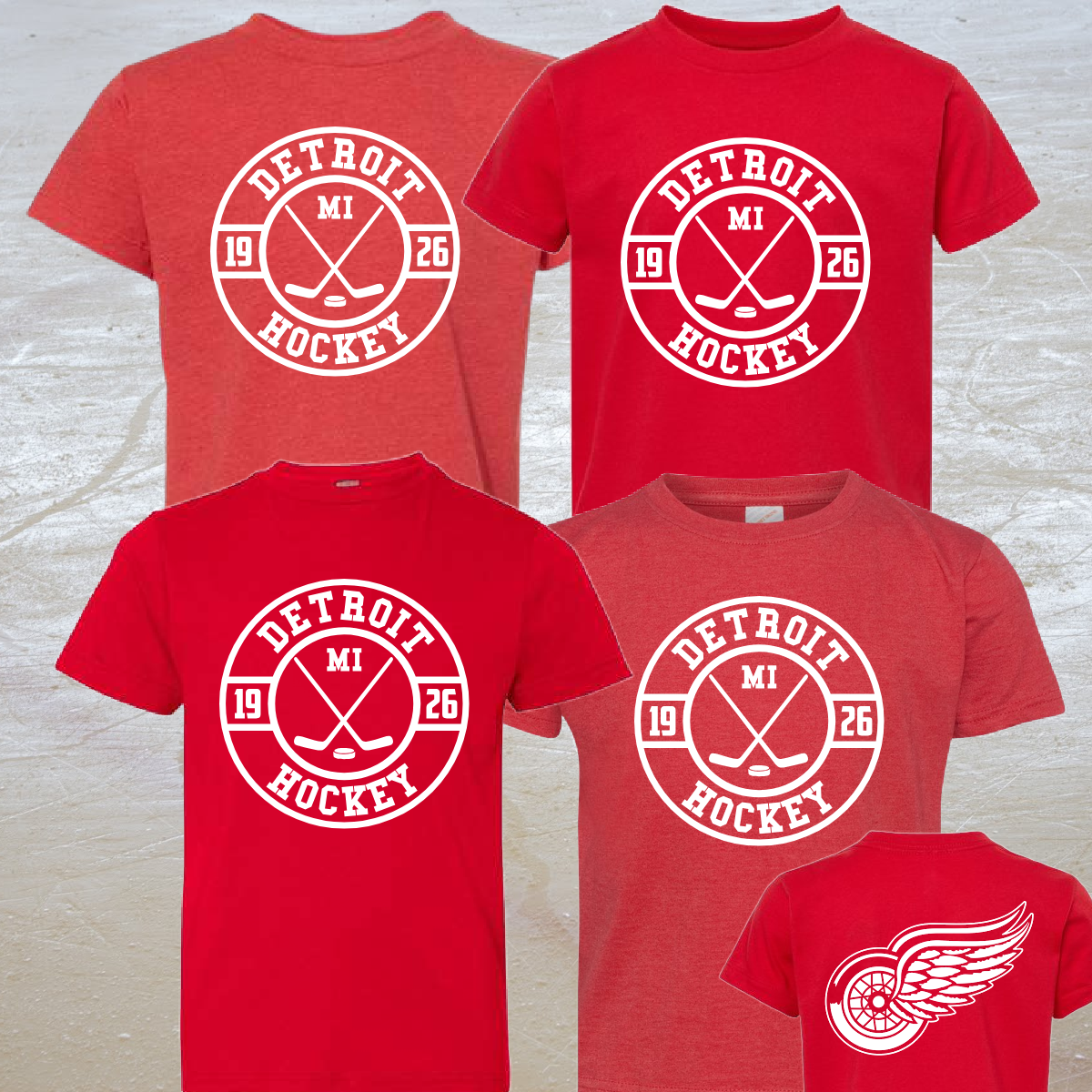 Detroit Hockey Short & Long Sleeve Tees (Youth) - PREORDER - WILL SHIP BY 3/11