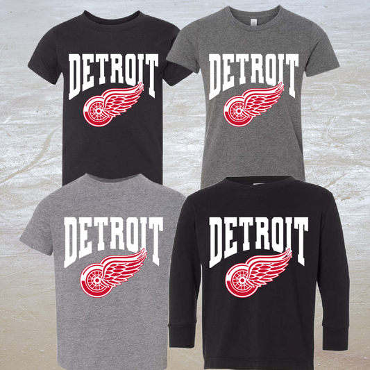 Detroit with Logo Short & Long Sleeve Tees (Youth) - PREORDER - WILL SHIP BY 3/11