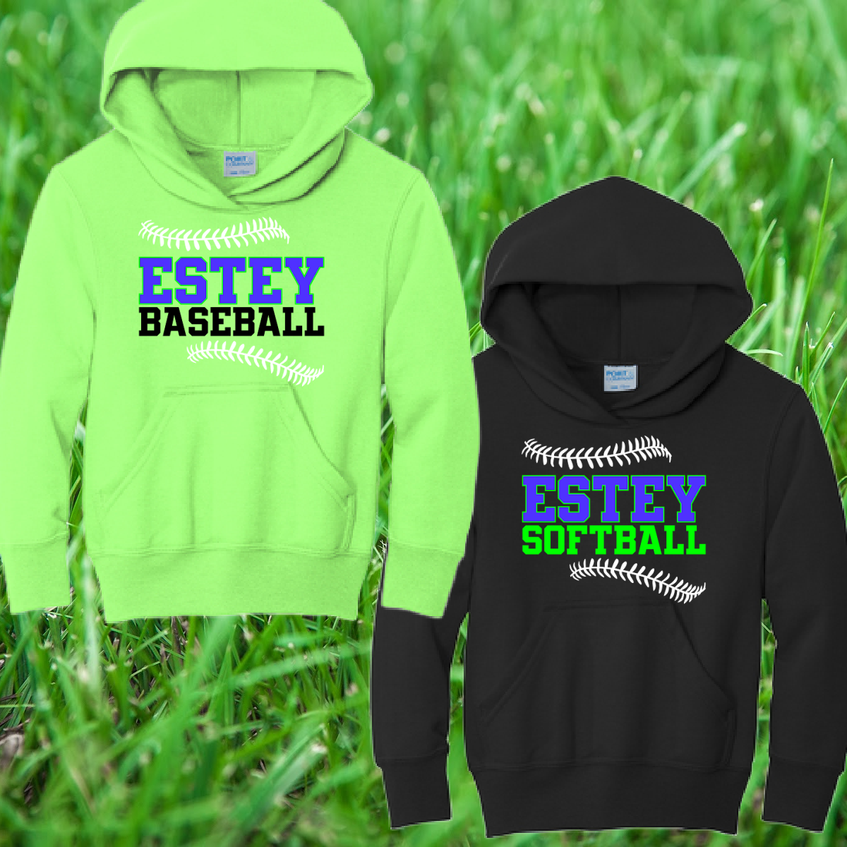 Estey Baseball Stitches Logo Basic Hoodie (Youth & Adult)