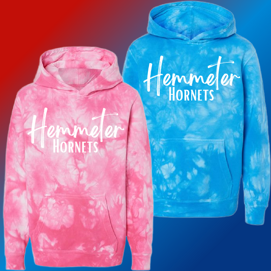 Hemmeter Elementary - Simple Print Tie Dye Hoodie (Youth & Adult) - MADE TO ORDER/TWO WEEKS