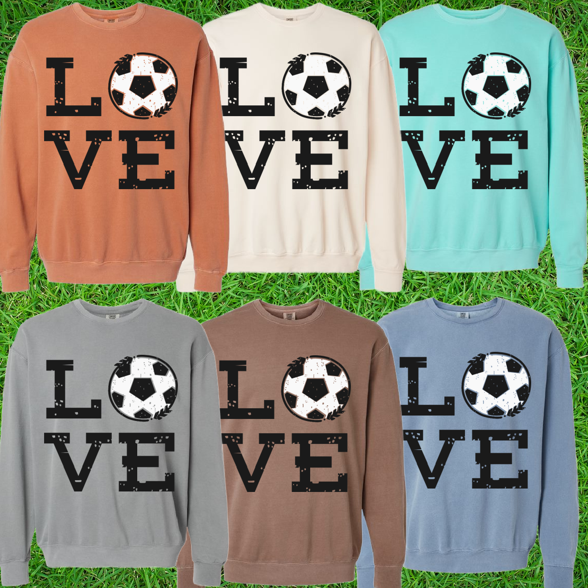 Distressed LOVE Soccer Lightweight Sweatshirts (Adult) - MADE TO ORDER/TWO WEEKS