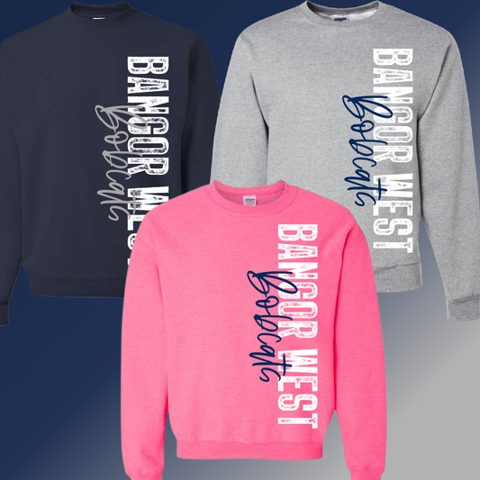 Bangor West - Stamped Vertical Basic Crewneck (Youth & Adult) - MADE TO ORDER/TWO WEEKS