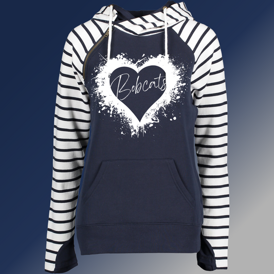 Bangor West - Splatter Heart Bobcat Double Hooded Sweatshirt (Adult)