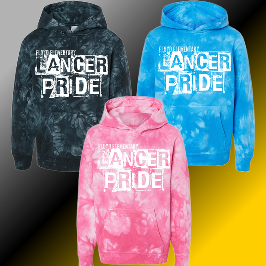 Floyd Lancers - Distressed Block Tie Dye Hoodie (Youth & Adult) - MADE TO ORDER/TWO WEEKS