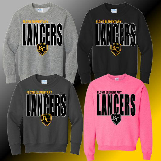 Floyd Lancers - Tall Logo Basic Crewneck (Youth & Adult) - MADE TO ORDER/TWO WEEKS