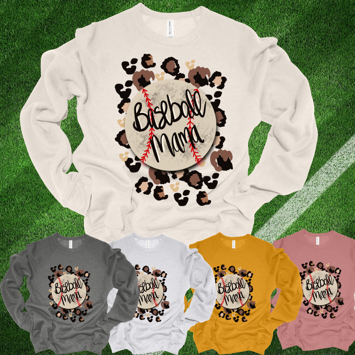 Baseball Mama with Leopard Premium Sweatshirts