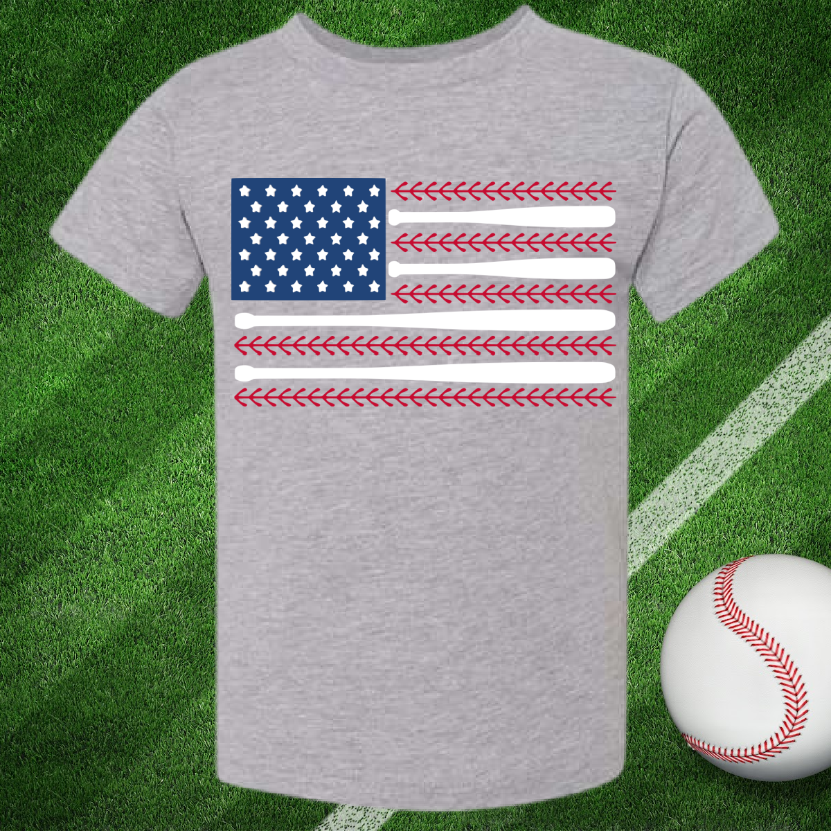 American Flag Baseball Tee or Sweatshirt (Youth)