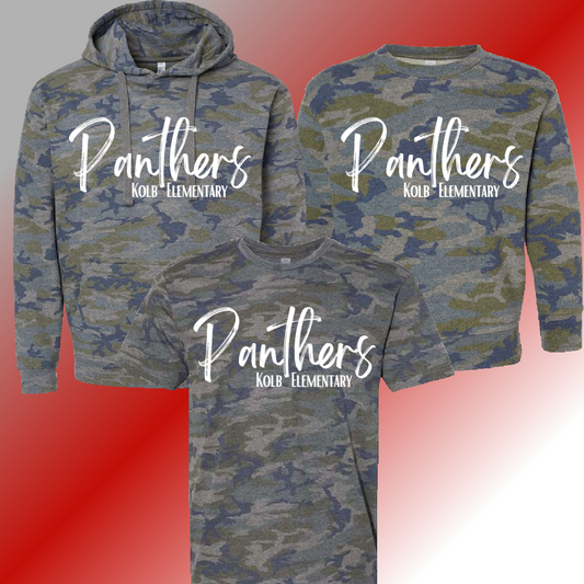 Kolb Elementary -Simple Script Camo Tee & Sweatshirt (Youth & Adult) - MADE TO ORDER/TWO WEEKS