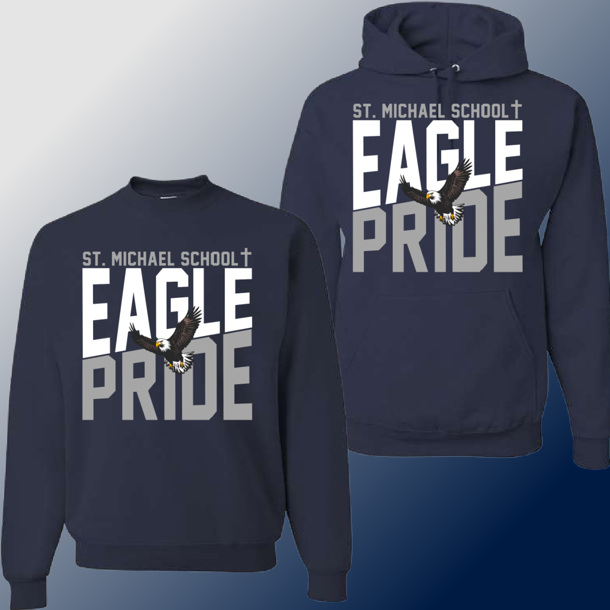 St. Michael Eagles  - Angled Logo Basic Sweatshirt (Youth & Adult) - MADE TO ORDER/TWO WEEKS