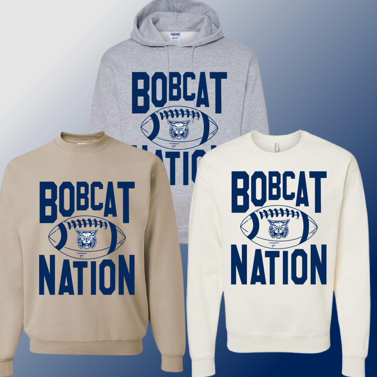 Bangor West - FOOTBALL Bobcat Nation Basic Sweatshirt (Youth & Adult) - MADE TO ORDER/TWO WEEKS