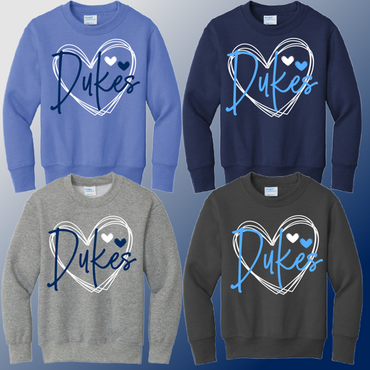 Dukes - Heart Basic Crewneck (Youth & Adult) - MADE TO ORDER/TWO WEEKS